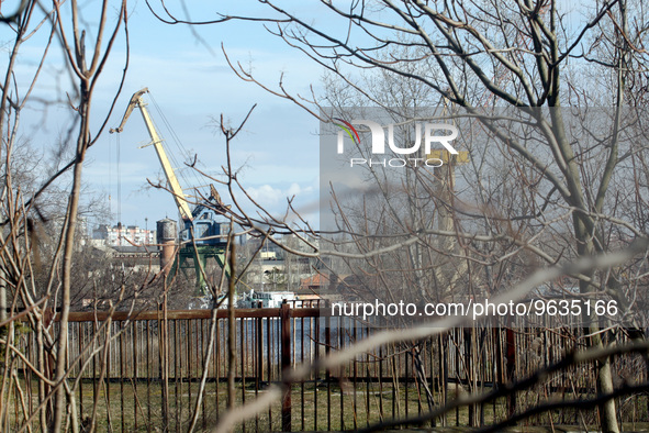 KHERSON, UKRAINE - FEBRUARY 21, 2023 - A view of the other side of the river from the Korabelnyi district, Kherson, southern Ukraine.NO USE...