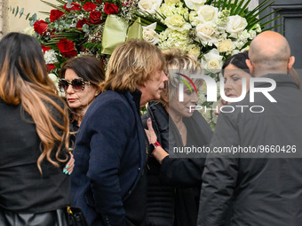 Carmen Russo Enzo Paolo Turchi during the funeral of Maurizio Costanzo at the Church of the Artists in Piazza del Popolo Rome Italy February...