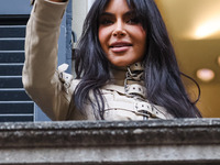 Kim Kardashian is seen during the Milan Women's Fashion Week Fall Winter 2023/2024 on February 25, 2023 in Milan, Italy (