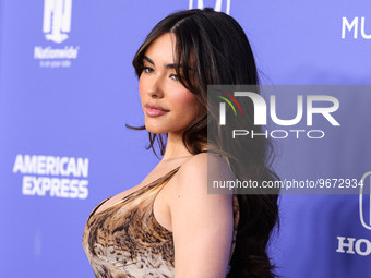 Madison Beer wearing a Roberto Cavalli dress arrives at the 2023 Billboard Women In Music held at the YouTube Theater on March 1, 2023 in In...