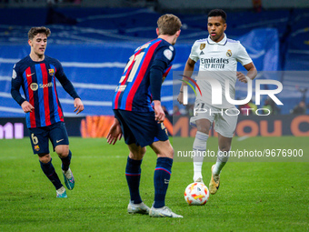 Rodrygo (Real Madrid) in action during the football match between
Real Madrid and Barcelona valid for the semifinal of the Copa del Rey Span...