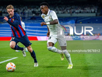 Vincius Jnior (Real Madrid) and Frenkie de Jong (Barcelona) in action during the football match between
Real Madrid and Barcelona valid for...