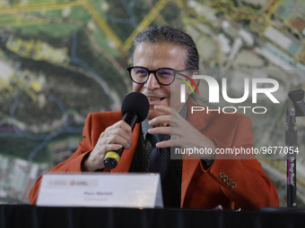 Raul Martell, singer-songwriter, at the Centro Cultural Los Pinos in Mexico City, during a press conference prior to the unveiling of a seri...