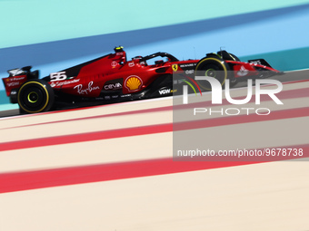 Carlos Sainz of Ferrari during the first practice ahead of the Formula 1 Bahrain Grand Prix at Bahrain International Circuit in Sakhir, Bahr...