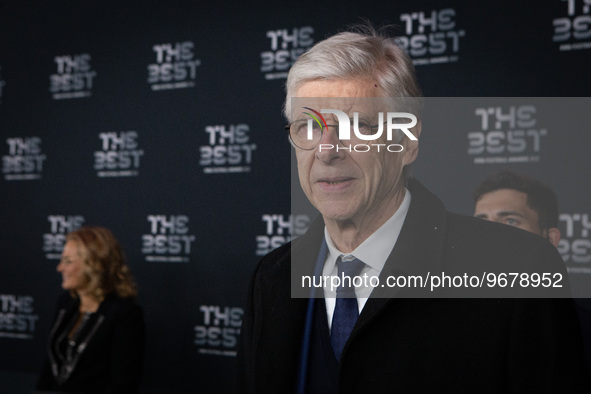

Arsene Wenger, the foreign coach of Arsenal, is walking the Green Carpet ahead of The Best FIFA Football Awards 2022 on February 27, 2023...