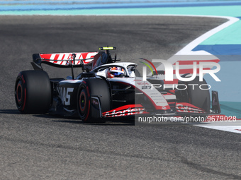 Nico Hulkenberg of Haas during the first practice ahead of the Formula 1 Bahrain Grand Prix at Bahrain International Circuit in Sakhir, Bahr...