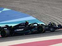 Lewis Hamilton of Mercedes during the first practice ahead of the Formula 1 Bahrain Grand Prix at Bahrain International Circuit in Sakhir, B...
