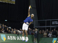 Mikael Ymer of Sweden in action on the court against Tallon Griekspoor of the Netherlands during a professional tennis game at the 2nd day o...