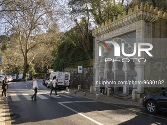 

People are seen walking through the streets of the historic area of Sintra, Portugal, on March 3, 2023. Sintra stands out for its Romanesq...