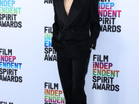 Aubrey Plaza wearing Saint Laurent arrives at the 2023 Film Independent Spirit Awards held at the Santa Monica Beach on March 4, 2023 in San...
