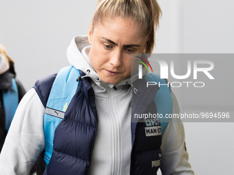 Steph Houghton #6 of Manchester City  arriving at The Academy Stadium  during the Barclays FA Women's Super League match between Manchester...
