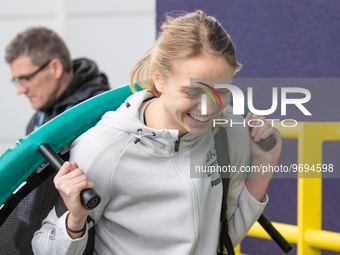 Esme Morgan #14 of Manchester City arriving at The Academy Stadium  during the Barclays FA Women's Super League match between Manchester Cit...