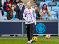 Alex Greenwood #5 of Manchester City warms up during the Barclays FA Women's Super League match between Manchester City and Tottenham Hotspu...