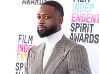 American former professional basketball player Dwyane Wade arrives at the 2023 Film Independent Spirit Awards held at the Santa Monica Beach...