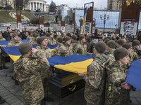 Memorial service for four Ukrainian fighters at Maidan Nezhalezhnosti Square in Kyiv, Ukraine, 07 March 2023 amid the Russian invasion. Four...