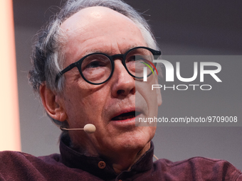 Ian McEwan, an English novelist,  is seen during the Lit.cologne, the international literature festival 2023 at Flora Hall  in Cologne, Germ...