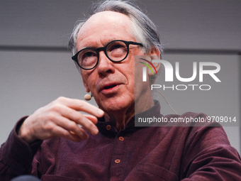 Ian McEwan, an English novelist,  is seen during the Lit.cologne, the international literature festival 2023 at Flora Hall in Cologne, Germa...