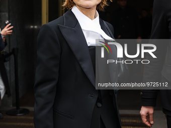 Isabelle Huppert is seen during the Milan Women's Fashion Week Fall Winter 2023/2024 on February 26, 2023 in Milan, Italy (