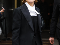Isabelle Huppert is seen during the Milan Women's Fashion Week Fall Winter 2023/2024 on February 26, 2023 in Milan, Italy (