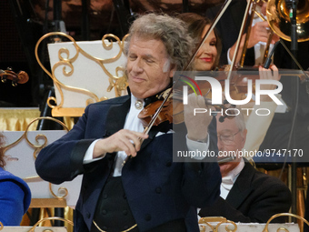 Andre Rieu with the Johann Strauss Orchestra performs during the concert at the wizkcenter in Madrid. March 14, 2023 Spain (