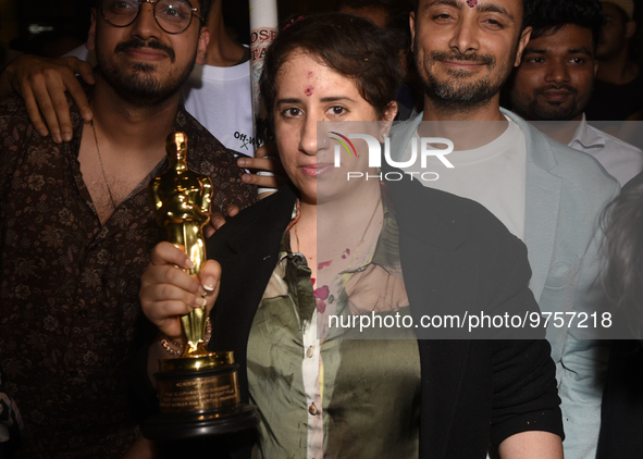 Oscar winner Guneet Monga for her documentary film 'Elephant Whisperers' reaches Mumbai, India, 17 March, 2023.  