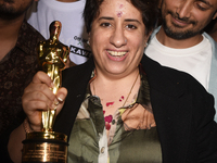 Oscar winner Guneet Monga for her documentary film 'Elephant Whisperers' reaches Mumbai, India, 17 March, 2023.  (