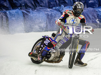 German SuperBike rider Markus Reiterberger shows his skill on a speedway bike adapted to race on the Ice track during the Race of Legends at...