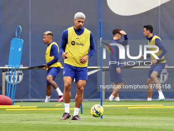 Ronald Araujo during the training session held at the Ciutat Esportiva Tito Vilanova, prior to the league match against Real Madrid, in Barc...