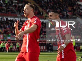 Carlos Augusto of AC Monza celebrates after scoring a goal during the Serie A football match between AC Monza and US Cremonese at U-Power St...