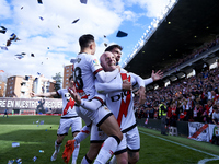 Isi Palazon of Rayo Vallecano celebrates his goal during a match between Rayo Vallecano v Girona FC as part of LaLiga in Madrid, Spain, on M...