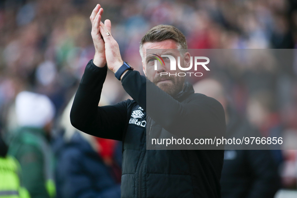 Luton Town Manager Rob Edwards during the Sky Bet Championship match between Sunderland and Luton Town at the Stadium Of Light, Sunderland o...