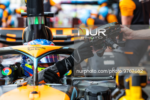 McLaren F1 Team MCL60, mechanical detail of the steering wheel during the Formula 1 STC Saudi Arabian Grand Prix 2023, 2nd round of the 2023...
