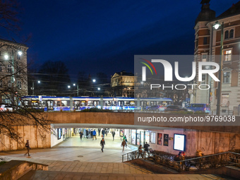 KRAKOW, POLAND - MARCH 15, 2023:
General view of the passage-through tunnel from the Old Town to Krakow Main Train Station at Jan Nowak-Jezi...
