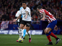 Justin Kluivert of Valencia CF gestures during a match between Atletico de Madrid v Valencia CF as part of LaLiga in Madrid, Spain, on March...