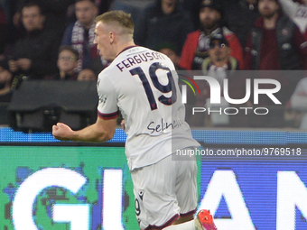 Lewis Ferguson of Bologna FC  rejoices after scoring a goal  of 1-1  during the Serie A match between US Salernitana 1919 v Bologna FC  at S...