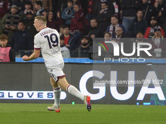 Lewis Ferguson of Bologna FC  rejoices after scoring a goal  of 1-1  during the Serie A match between US Salernitana 1919 v Bologna FC  at S...