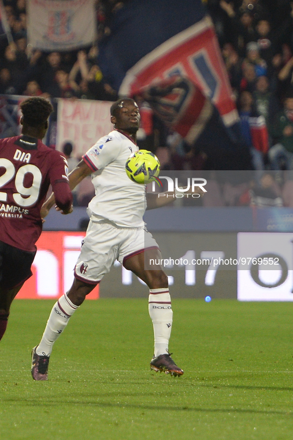 Adama Soumaoro of Bologna FC in action during the Serie A match between US Salernitana 1919 v Bologna FC  at Stadio Arechi   