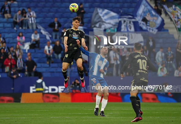 Sergi Darder and Gabriel Veiga during the match between RCD Espanyol and Real Club Celta de Vigo, corresponding to the week 26 of the Liga S...