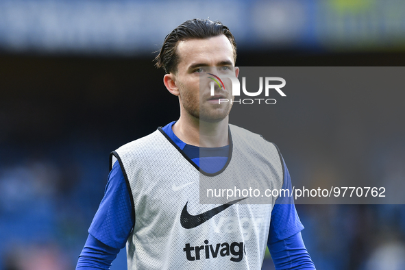 Ben Chilwell of Chelsea warming up before the Premier League match between Chelsea and Everton at Stamford Bridge, London on Saturday 18th M...