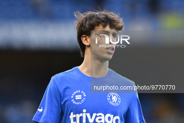 Joao Felix of Chelsea warming up before the Premier League match between Chelsea and Everton at Stamford Bridge, London on Saturday 18th Mar...