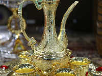Traditional tea set during Nevruz celebrations in Toronto, Canada, on March 18, 2023. Nevruz (Norooz, Nourooz, Newroz, Nowruz) which means '...