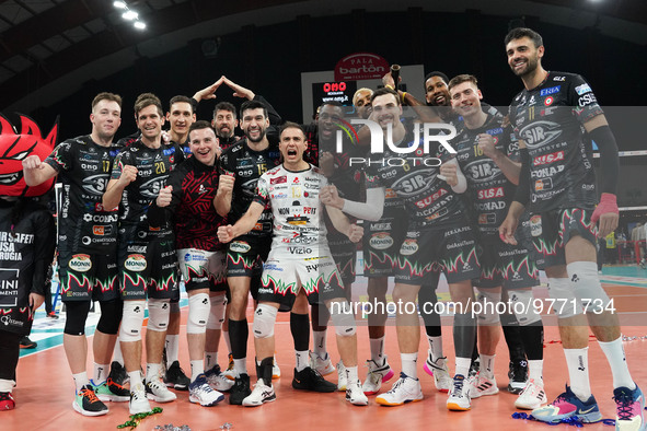 sir safety susa perugia rejoices for the victory of the race during the Volleyball Italian Serie A Men Superleague Championship Play Off - S...