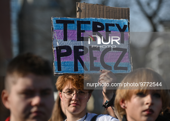 KRAKOW, POLAND - MARCH 18 2023:
Activists and their supporters during the annual Manifa Krakowska event, in the center of Krakow, on March 1...
