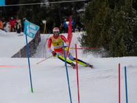 Ramon ZENHAEUSERN of Switzerland in action during Audi FIS Alpine Ski World Cup 2023 Slalom Discipline Men's Downhill on March 19, 2023 in E...
