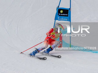 Michelle GISIN of Switzerland in action during Audi FIS Alpine Ski World Cup 2023 Super L Discipline Women's Downhill on March 16, 2023 in E...