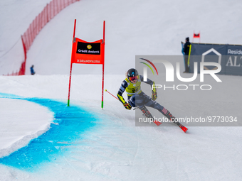 Nina O BRIEN of USA in action during Audi FIS Alpine Ski World Cup 2023 Super L Discipline Women's Downhill on March 16, 2023 in El Tarter,...