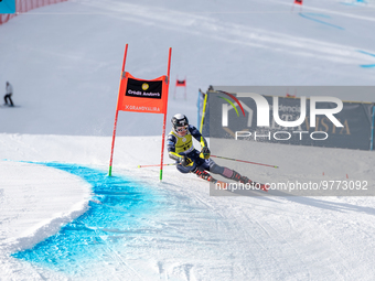 Paula MOLTZAN of USA in action during Audi FIS Alpine Ski World Cup 2023 Super L Discipline Women's Downhill on March 16, 2023 in El Tarter,...