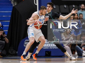 Andrey Zubkov (L) of Zenit and Mikhail Belenitskii of Nizhny Novgorod in action during the Russian Cup Final Four final basketball match bet...
