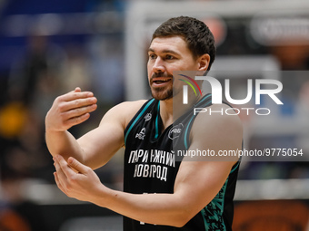 Evgenii Baburin of Nizhny Novgorod gestures during the Russian Cup Final Four final basketball match between Pari Nizhny Novgorod and Zenit...