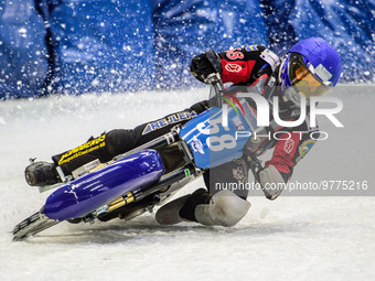 Stefan Svensson (58) in action during the Ice Speedway Gladiators World Championship Final 2 at Max-Aicher-Arena, Inzell, Germany on Sunday...